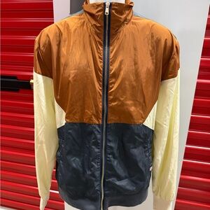 Colorblock Windbreaker in Brown, Cream & Navy